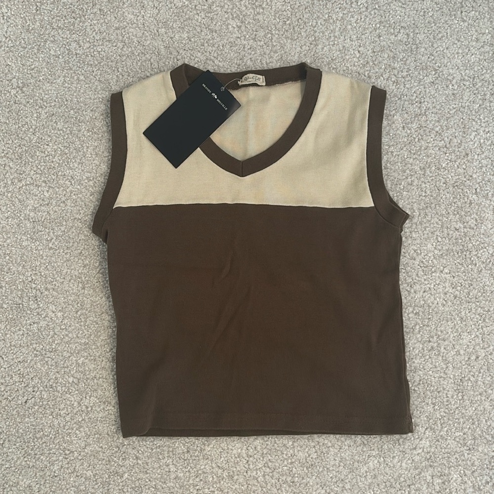 Brandy Melville Brown and Tan Tank Top